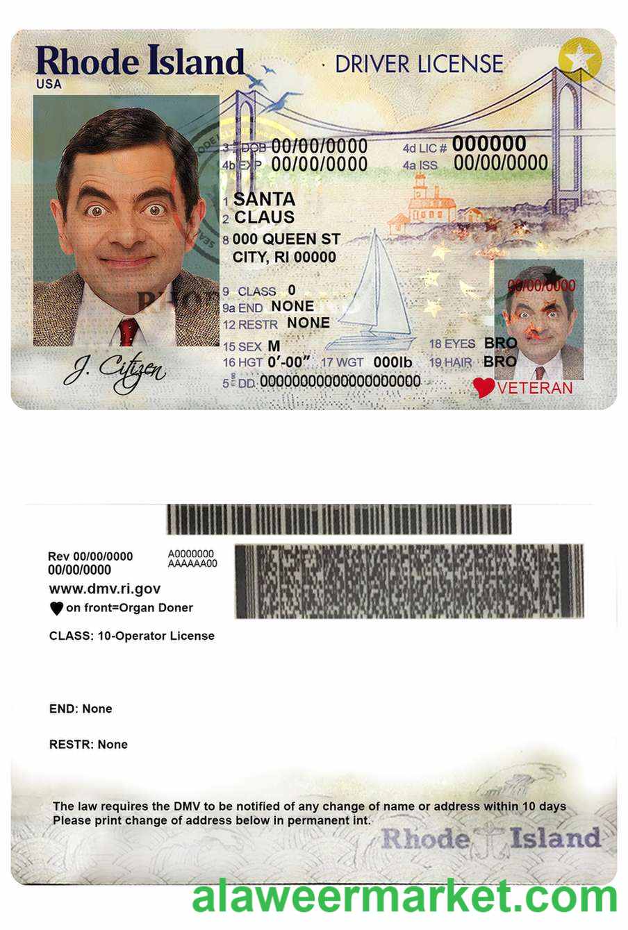 USA Rhode Island state driving license